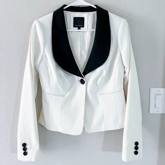 The Limited White & Black Tuxedo Blazer for a Night Out - Picture 2 of 7